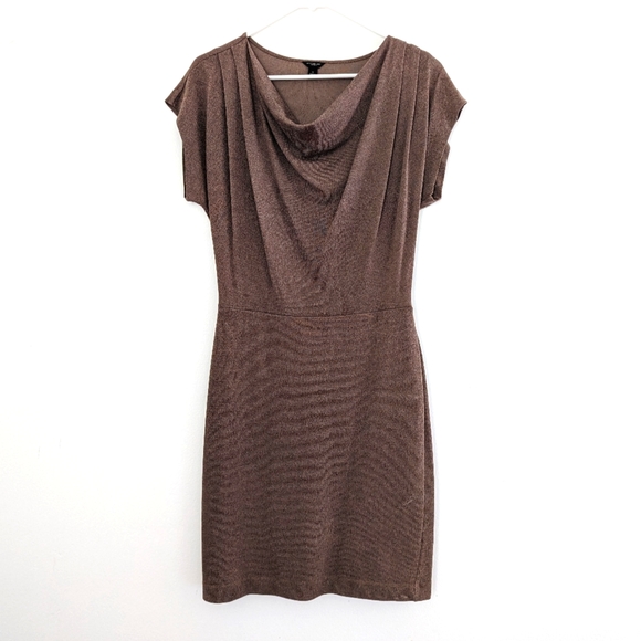 Ann Taylor Cowl Neck Knit Dress w/ Cap Sleeves in Taupe - Picture 1 of 4